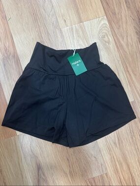 HALARA Black High-Waist Flow Athletic Shorts Small Long